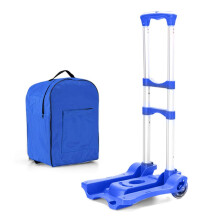 Folding Hand Truck Luggage Cart, 45 kg Capacity, SmoothRolling Wheels for Travel and Office, Blue