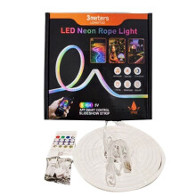 Fita de LED RGBIC DC5V, Corda de Luz Neon com Sincronização Musical, Faça Você Mesmo, Fita de Luz Ambiente RGB para Decoração de Casa, 3 Metros