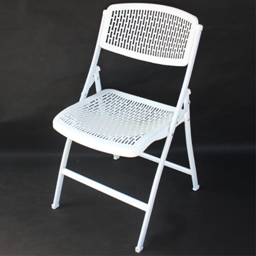 Folding Chairs Set of 6 White, Lightweight Indoor Outdoor Seating, Stackable Storage, Quick Setup