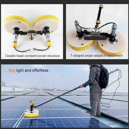 Solar Panel Cleaning Kit, Water Fed Pole Window Cleaning System, Double Head Brush, 7.5M Reach 2