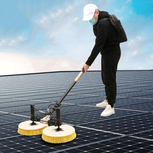 Solar Panel Cleaning Kit, Water Fed Pole Window Cleaning System, Double Head Brush, 7.5M Reach