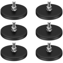 Rubber Coated Magnets,22LBS Neodymium Magnet Base with M6 Threaded Magnet with Bolts and Nuts,Strong Magnets Hold 6PCS