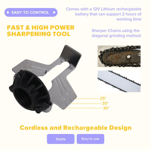 Cordless Chainsaw Sharpener, Electric Handheld Chainsaw Sharpening Kit, High Speed Chainsaw Sharpening Tool 2