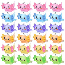 24 PCS Animal Charms Axolotl Resin Charms for Jewelry Making Tiny Resin Animals Resin Figures Miniature Axolotl Ornament