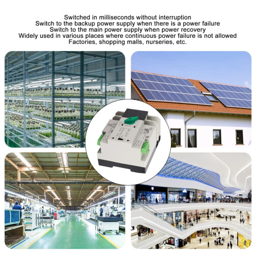 Dual Power Automatic Transfer Switch 100A 2P AC230V for UPS, Solar and Grid, Millisecond Switching 1