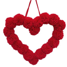 Valentine'S Day Pom-Pom Wreath, Plush Heart Decoration, Suitable for Proposals and Children'S Room Decorations.