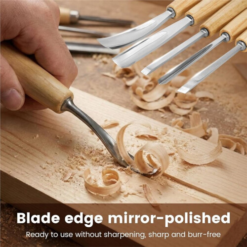 Wood Carving Kit,12 PCS Wood Carving and Mallet with Canvas Case Gouges, CR-V 60 Blade,Wood Carving Tools Set 1