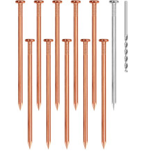 10 Pack Copper Nails for Killing Trees, 4" Copper Nails Stump Removal, Tree Stump Killing with Long SteelNail and Drill