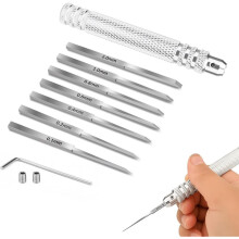 Model Scribe Tool with 7 Blades (0.1/0.2/0.4/0.6/0.8/1.0/2.0mm) for Resin Carved Scribing & Cutting - Model Chisel.