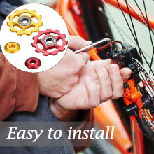 4 Stuks 11T Aluminium Afgedicht Lager Derailleurwiel Fietsgeleiderol Achterderailleurpoelie (Rood en Geel)