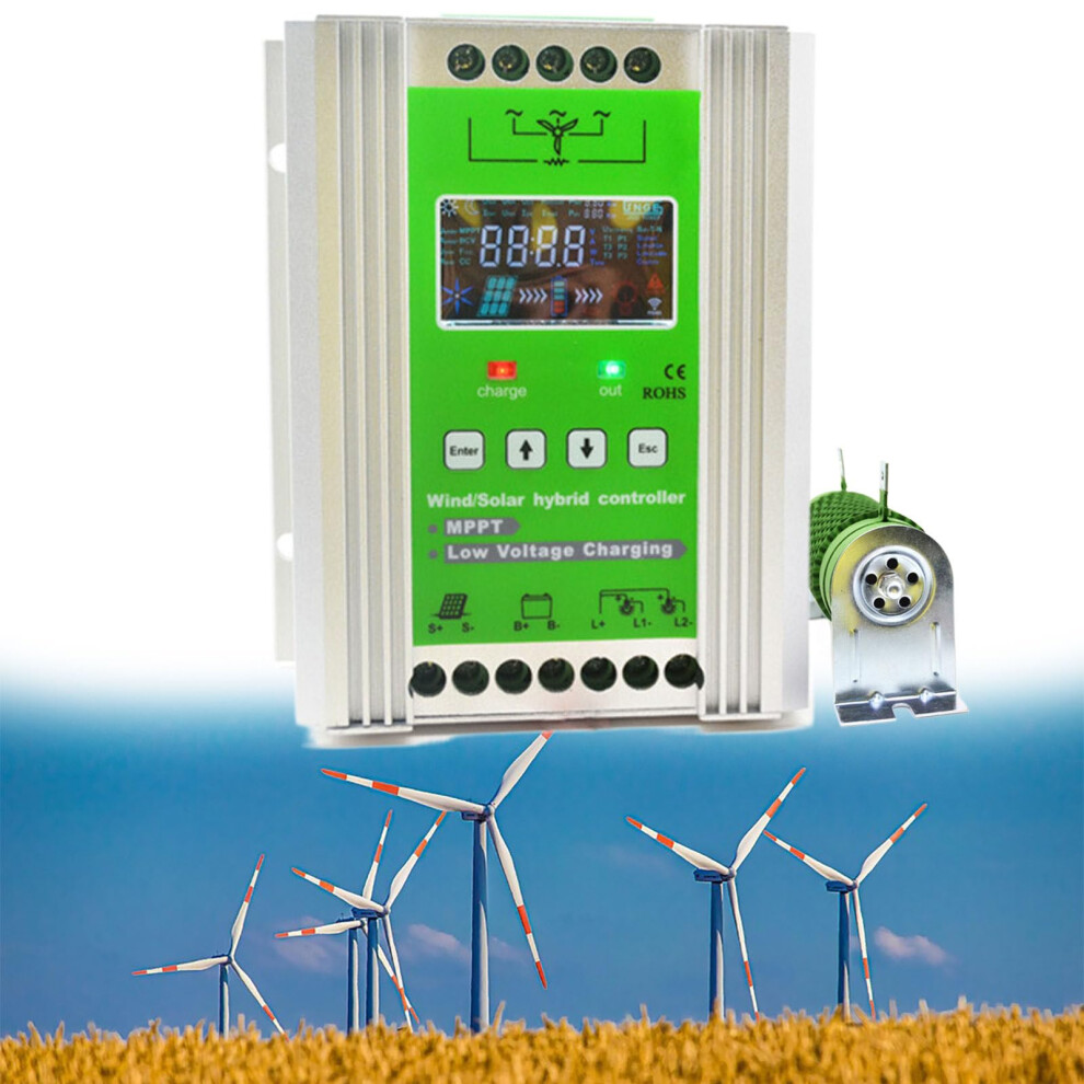 1000W Mppt Wind Turbine Solar Hybrid Charge Controller With Lcd, Offgrid, Autoswitch 12V/24V/48V 9092120960082