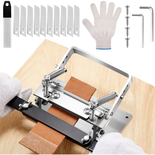 Leather Splitter with Pulling Handle Leather Skiver Cutting Machine Leatherworking Tool Set for DIY Thinning