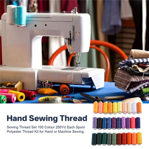 Sewing Thread Set 100 Colour 250Yd Each Spool Polyester Thread Kit for Hand or Machine Sewing 2