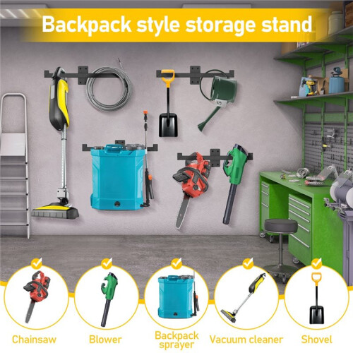 Heavy Duty Wall Mount Blower Holder Steel Organizer for Backpack Leaf Blowers