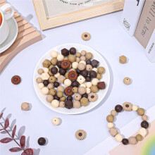 100 Pcs Daisy Flower Silicone Round Hexagon Loose Beads for DIY Crafts Jewelry Necklace Bracelet Keychain Making Brown