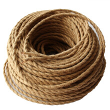Beige 10M Ouderwetse Draad, Henneptouw Gevlochten Textieldraad Gedraaid Paar Kabel Gevlochten Draad Retro Kroonluchterdraad