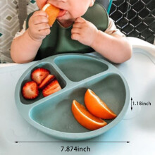 Silicone Plate for Baby,Grip Baby Dish Bowl,Microwave Safe Plates for Toddler and Kid with Fork and Spoon(3 PCS)