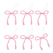 6 Stück Perlen verzierte Schleife Ornament-Rosa 6er-Pack