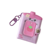 Fotokarten-Binder-Album, Mini-Fotoalbum mit Keychian 5,1 cm-Lila