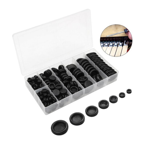 170Pcs 7 Sizes Rubber Grommet Assortment Kit, Firewall Hole Plug Set Electrical Wire Gasket Solid Hole Plugs Set 1