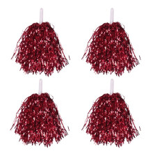 24 Stuks Cheerleading Pom Poms Metallic Folie Cheer Pom Poms met Plastic Handvat voor Volwassenen Kids Cheerleaders Party Rood