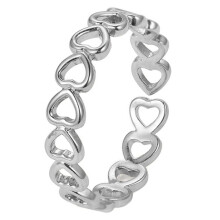 Design de Anel Aberto em Formato de Coração Vazado, Joias Fofas de Amor da Moda para Mulheres, Presentes para Meninas, Cor Prata Ajustável