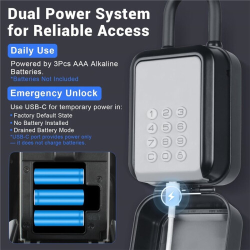 Key Lock Box with Code -  & PIN Unlock,APP Controlled Digital Lockbox for Keys Indoor & Outdoor,for Short 2