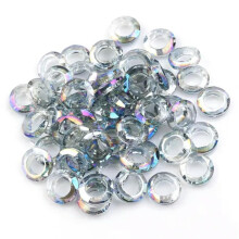 50pcs 8mm 10mm Round Mid Hole Faceted Crystal Glass Loose Beads DIY Jewelry-Half Green-10mm