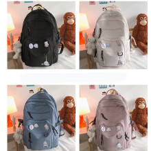 Unisex Students School Bag Backpack Cartoon Portable Travel Bag Outdoor/White