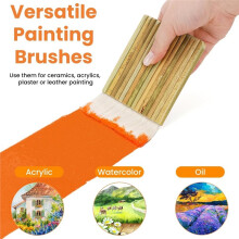 Set di Pennelli da 6 Misure, Pennelli Larghi per Smalto per Ceramica e Ceramica, Pennello Morbido In Lana con Bambù per Acquerello