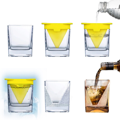 Whisky-Keilglas-Set mit Silikon-Eisform 1