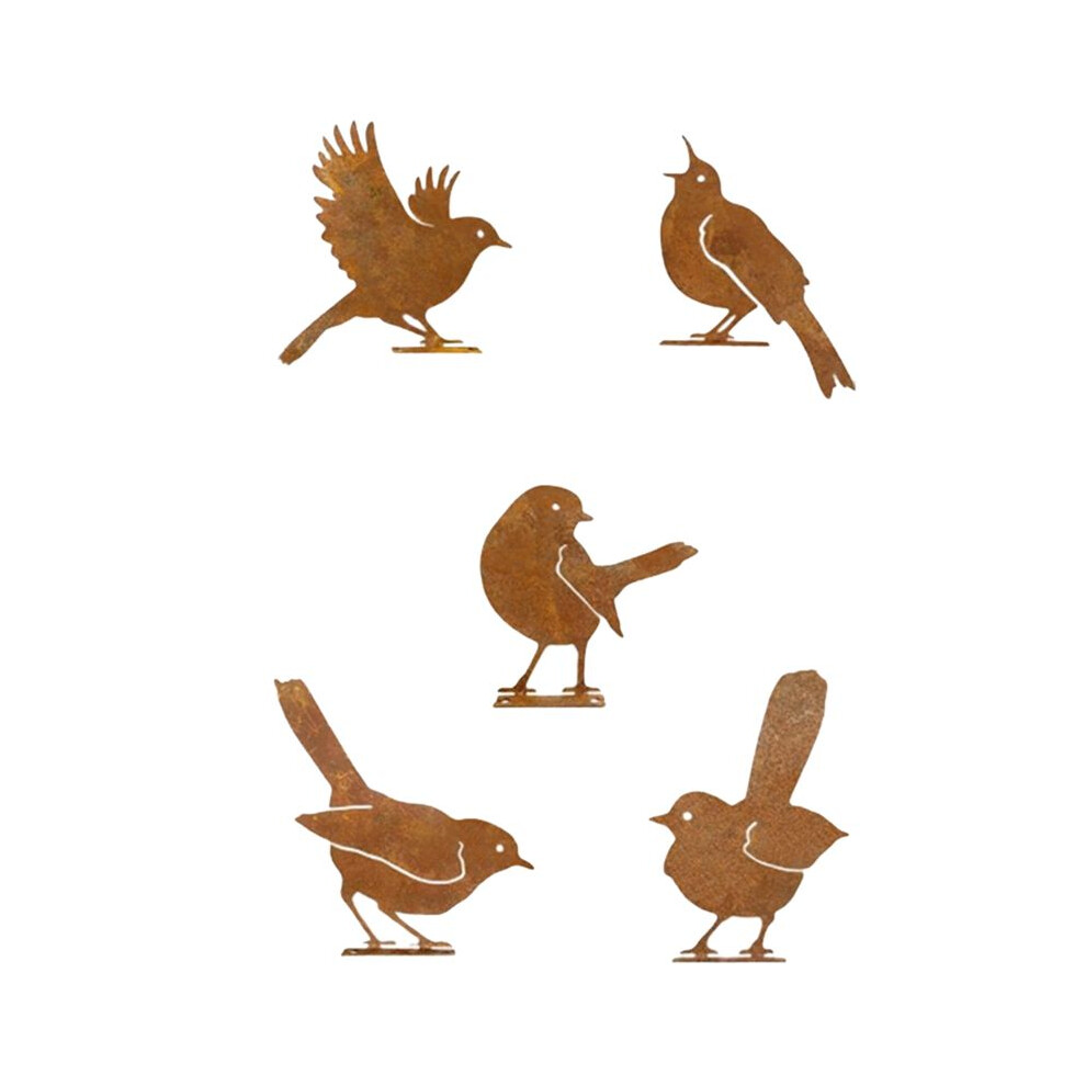 5Pcs Rusty Birds Decoration Outdoor Bird Wall Decor,Metal Birds Yard Decor Metal Birds Statue Ornaments 6031722899430