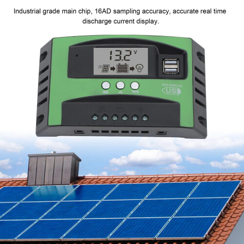 100A Solar Charge Controller 12V 24V, Dual USB, LCD Display,  Efficiency Solar Panel Regulator 2