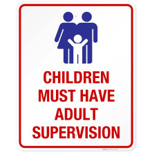 24x30 Pool Area Aluminum Sign  Children Must Have Adult Supervision, Rust , Fade Resistant