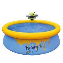 12010 Inflatable Kiddie Pool with 3D Bee Sprinkler, 5ftx16.5in, 12 Person, Blue