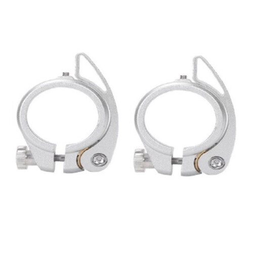 2Pcs Folding Bicycle  Pipe Clamp with Quick Release Lever  Behalf is Suitable Sp8 Pipe Clamp with 40mm, Silver