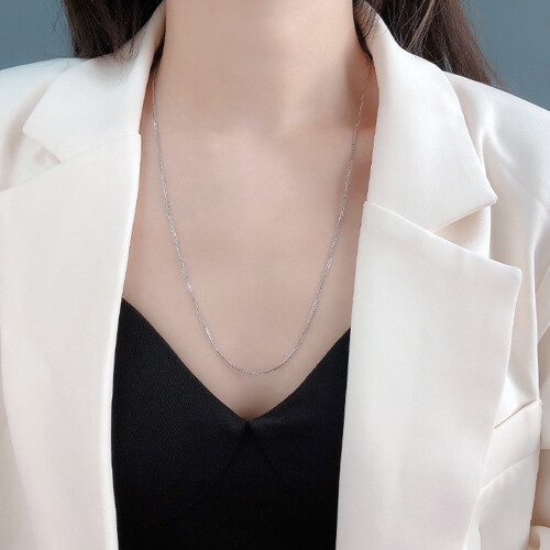 Twist Chain Necklace Silver Thin Metal Choker 2