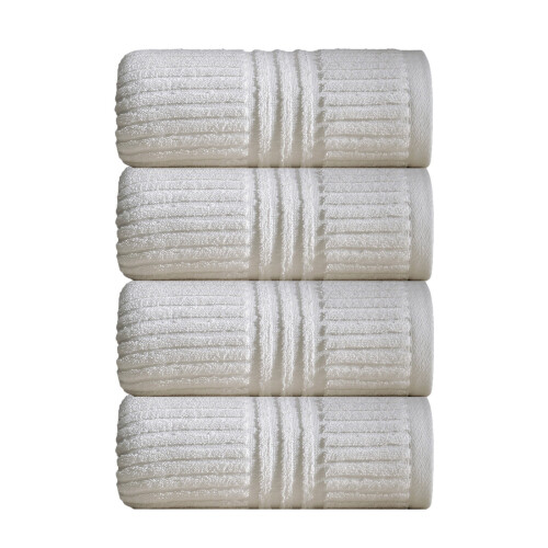 Ensemble de 4 serviettes de bain en polyester blanc, 72 x 34 cm 1