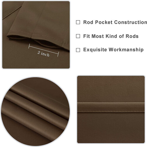 Blackout Curtains Brown 2 Panels 42x84 Inch 2