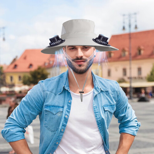 Gorro con ventilador solar para hombre con 2 ventiladores 1