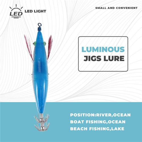 1 Stück Blau Blinkende LED Fischköder Blitzlicht 10 cm Minnow Leucht Squid Jig Garnele Köder Nacht Fischen Köder 1
