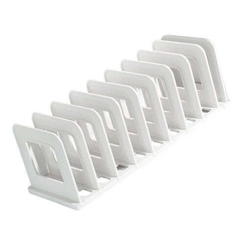 Plastic Books Stand, Adjustable Bookends Bookshelfs-White 8