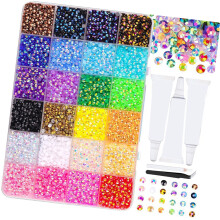 Sparkling AB Resin Rhinestones Set with Glues-24 squares