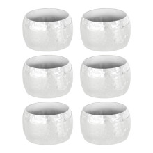 Set mit 6 Serviettenringen aus Metall mit geprägtem-Silber