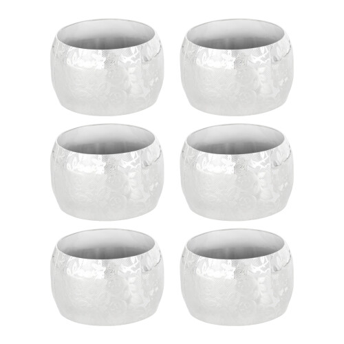 6-teilige Metall-Serviettenhalter mit geprägtem-Silber