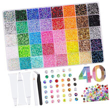Multicolor Resin AB Rhinestones Set with Glues-40 squares