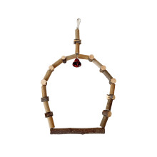 Natural Wood Bird Swing Standing Perch with Bells For-large
