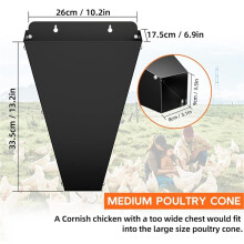 Chicken Cone, Poultry Restraining Cone with Flat Back Design, Chicken Processing Equipment for Broilers, Laying Hens