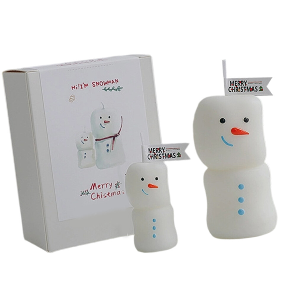 2pcs Snowman Candle for Holiday Decoration Soybean Wax Blend