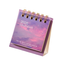Portable 2026 Desk Calendar Twin-Coil Binding 19 Month Paper-B